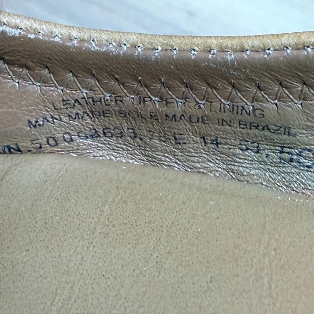 Tory Burch‎ Reva Flats Tan Womens 5 C Pebble Leather Gold Logo